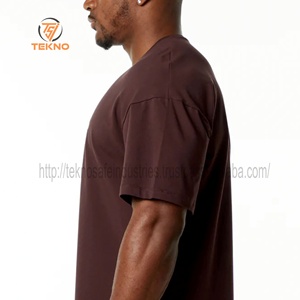 OEM personalizado hombres 100% algodón 220 Gsm peso pesado Boxy Fit Screen Print gráfico Camisetas largas Oversize Streetwear estilo camisetas - Product Image 4