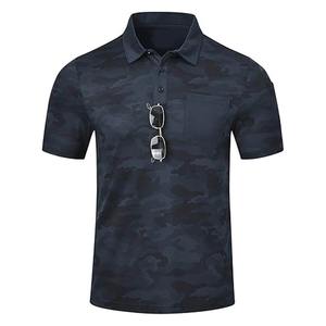 Polo de golf camouflage pour homme T-Shirt à manches courtes Performance Tissu piqué Maillot de polo respirant à col Randonnée Sports, Extérieur - Product Image 1