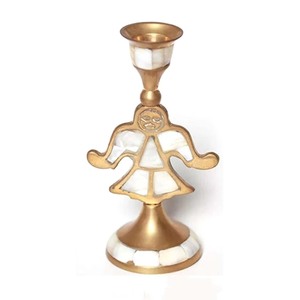 Vente chaude à la main en laiton lune bougeoir avec vadrouille incrustation accessoires de décoration de fête de noël bougeoir en métal - Product Image 3