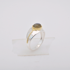 Anillo de Plata de Ley 925 Unisex, Labradorita Chapada en Oro, Ajuste de Bisel de Piedras Preciosas para Bodas, Aniversarios y Fiestas, Novedad - Product Image 2