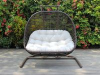 Fauteuil suspendu en rotin de style moderne en forme d'œuf de la marque DL Furniture avec coussin imperméable pour hôtel, extérieur et jardin