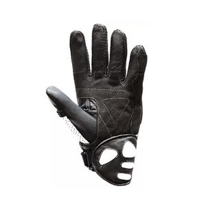 Black & White Motorbike Riding Full Finger Perforated Leather Gloves Motorcycle Auto Racing Wear Gloves For Men - Product Image 3