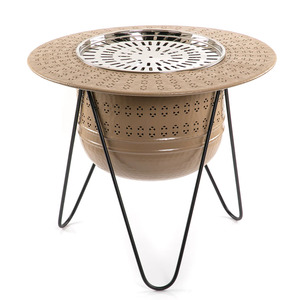 Calentador Dallah de color cobre metálico de mejor diseño con forma redonda de soporte negro para calentador Dallah de artículos para el hogar y el hotel - Product Image 5