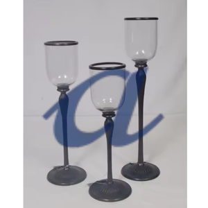100% Top Grade Metal Made <b>Glass</b> Candle Holder with Unique Designed Black Finished <b>Glass</b> Candle Holder For Sale - Product Image 2