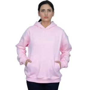 Personnalisé de haute qualité, surdimensionné, décontracté, en coton, automne hiver, manches longues, cordon de serrage, haut court, sweat à capuche pour femmes, lettre imprimée - Product Image 1