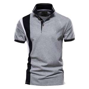 T-shirts pour hommes à manches courtes imprimés de logo personnalisé 100% pur coton vêtements de sport pour hommes polos avec col style T-shirts de golf - Product Image 4