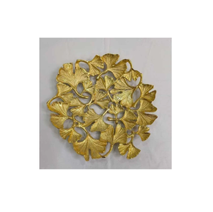 Support de bol décoratif en laiton design en forme de feuille avec poignée bol de service de vaisselle solide pour la vente - Product Image 1