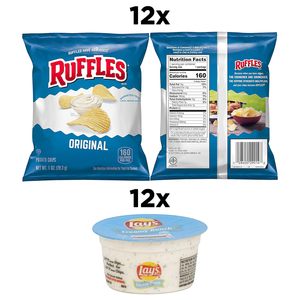 Paquete Variado de Papas Fritas Frito Lay Ruffles y Salsas Lay's Ranch en Vasitos, (Paquete de 24) - Product Image 3