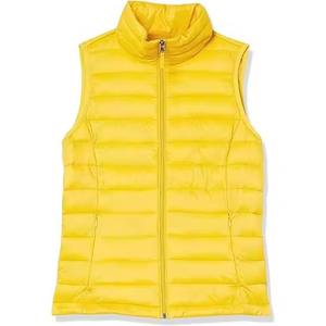 Chaleco acolchado para mujer de nuevo estilo en Color amarillo con cuello levantado y cierre de cremallera, chaleco hinchado para exteriores de invierno para niñas adultas - Product Image 1