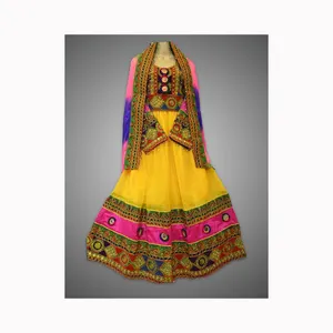 刺绣作品Kurta搭配阿富汗尼连衣裙和印花棉雪纺Dupatta Kurti搭配阿富汗尼裤