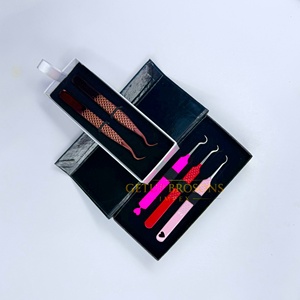 Cils en fibre de volume russe de précision anti-magnétique, pointe argentée, rose rouge, en acier inoxydable de haute qualité, 10 mm - Product Image 1