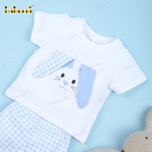 Babeeni OEM ODM Customized Handmade Embroidery Luxury Animal <b>Easter</b> Outfits Kids White Bunny Boy Cotton OEKO-TEX Clothing Sets - Product Image 2