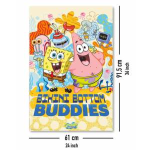 Spongebob Squarepants Modern Paper <b>Poster</b> Birthday Party Decor 'Bikini Bottom Buddies' Design - Product Image 4