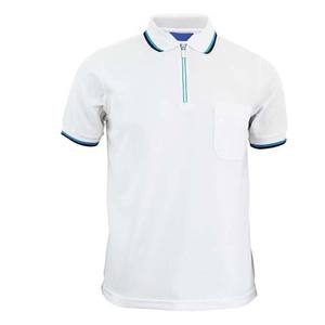Camiseta de polo ajustada con media cremallera para hombre, camiseta de golf de manga corta de punto de algodón 100%, ropa informal de verano de Color blanco - Product Image 5