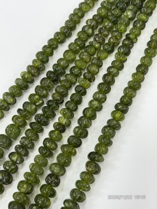 ลูกปัดเวโซไนต์สีเขียวธรรมชาติทรงฟักทอง ขนาด 17 นิ้ว ขนาด 8-10 มม. - Product Image 6