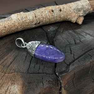 Boho Style 925 Sterling Silver Charoite Gemstone Pendentif Bijoux Fins Faits À La Main pour Femmes Cadeau De Mariage - Product Image 6
