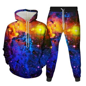 Vêtements de sport personnalisés Ensemble de jogging deux pièces pour hommes, survêtements à capuche décontractés 100% coton avec motif imprimé, vêtements d'entraînement - Product Image 2