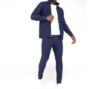 Ropa deportiva transpirable con cremallera completa para hombre con estampado personalizado, chándal de manga larga, conjunto de chándal para correr de algodón 100%, patrón sólido para - Product Image 5