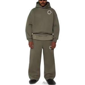 Ensemble de pantalons de survêtement à capuche unisexe 400 GSM 100% coton survêtement d'hiver avec poche surdimensionné polaire vierge - Product Image 2