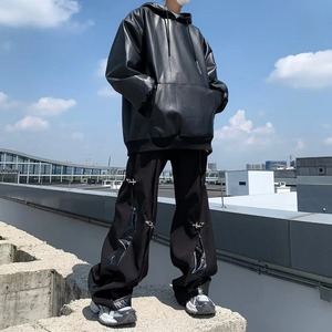 Veste décontractée polyvalente à capuche en cuir véritable pour hommes coupe ajustée printemps automne tendance commerce transfrontalier - Product Image 6