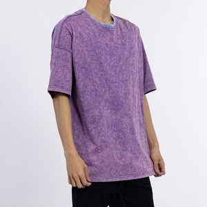 Venta al por mayor camisetas blancas 100% algodón de los hombres de gran tamaño impreso camiseta ácido lavado 275G Unisex Streetwear Hip Hop - Product Image 5