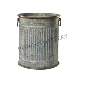Hot Selling Attractive Design Galvanized Metal Iron <b>Large</b> Size Round shape Outdoor Planters Pots At Cheap Price From India - Product Image 6