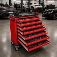 Ensemble de 500 pièces d'outils mobiles rouges pour concessionnaires automobiles et garages commerciaux, coffre à outils en acier à 7 tiroirs avec plateaux en EVA