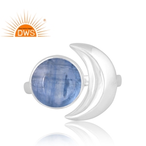 แหวนเงินแท้ 925 ดีไซน์ล่าสุด ประดับด้วยพลอยไคยาไนต์ธรรมชาติ เครื่องประดับสั่งทำพิเศษสำหรับผู้หญิง ของขวัญสำหรับเธอ ผลิตโดยผู้ผลิตเครื่องประดับอินเดีย - Product Image 3