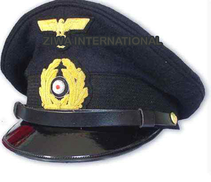Édition limitée, fabriqué en usine, casquette allemande de la Seconde Guerre mondiale, modèle WW11 VISOR SA Kepi SHAKO, chapeau noir - Product Image 2