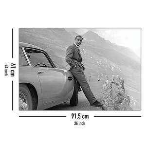 Affiche James Bond Sean Connery & Aston Martin sur toile et plastique pour la décoration intérieure et l'éducation, techniques d'impression numérique - Product Image 5