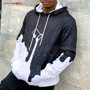 Sweat à capuche de sublimation léger pour hommes d'hiver avec motif imprimé ourlet en tricot côtelé couleur et logo personnalisables tissu polaire - Product Image 6