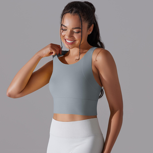 Camiseta sin mangas transpirable para mujer, tela cómoda, logotipo personalizado al por mayor, Camiseta deportiva de alto soporte a prueba de golpes, estilo Formal corto - Product Image 1