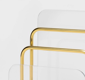 Bandeja organizadora de oficina, soporte organizador de letras de acrílico transparente con soporte dorado, gran oferta de Amazon - Product Image 4