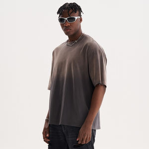 Camiseta de Algodón Grueso de 285 g/m² con Estampado Personalizado con Logotipo, Lavado Ácido, Desgastada, Decolorada por el Sol, Estilo Holgado, Corte Cuadrado, Ropa Urbana para Hombre - Product Image 3