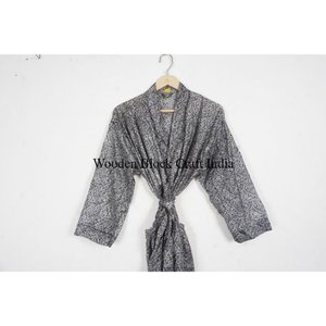 Kimono de Seda de Lujo, Ropa de Estar por Casa, Regalo, Estilo Boho, Festival, Uso Diario de Verano, Sexy, Hecho a Mano, Vintage, Sari, Manga 3/4, Transpirable, Playa - Product Image 2