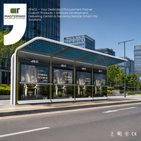 Abri de bus avec fonctions de haute visibilité et de sécurité et boîtes lumineuses publicitaires améliorées