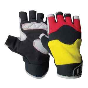 Gants de mécanicien unisexes en coton avec paume en cuir synthétique PU et poignée anti-vibration pour le soudage et l'assemblage industriels - Product Image 1