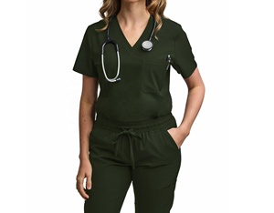 Ensemble de blouses médicales personnalisées pour hommes et femmes, haut de blouse moderne à col en V et pantalon de blouse avec poches, anti-plis - Product Image 4