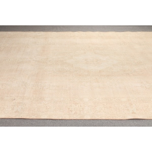 Tapis vintage surdimensionné 9,7x12,1 pieds, tapis turc, tapis beige géométrique avec éléments floraux - Product Image 3