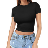 Camisetas cortas superventas para mujer, de algodón 100% Material, transpirable de secado rápido, disponible en diferentes colores, logotipo personalizado