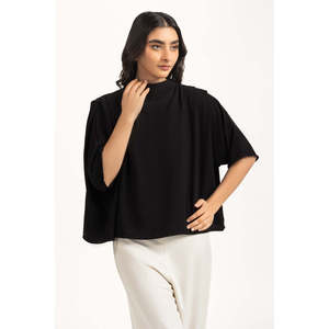 <b>Women's</b> Formal Casual Minimalist Salt Blouse WM-BLS-WS24-120 XL Size Striped Solid Satin Knitted Polyester Elastic Stand Spring - Product Image 6