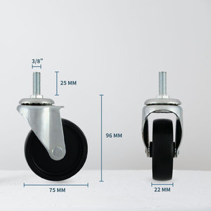 3 Inch <b>Wheels</b> 3/8" X 1" Stem Swivel Caster Polypropylene <b>Wheel</b> for <b>Furniture</b> Trolley - Product Image 2