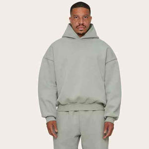 Alta calidad logotipo personalizado etiqueta 500gsm peso pesado pulóver sudaderas 100% algodón hombros caídos de gran tamaño hombres Boxy Hoodie - Product Image 3