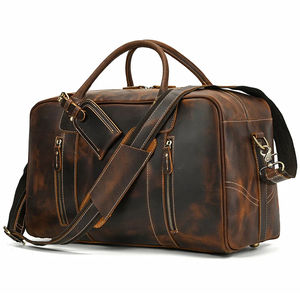 Custom Professional Genuine <b>Leather</b> <b>Overnight</b> <b>Bag</b> Luxury Travel Duffel <b>Bag</b> Blank Vegetable <b>Leather</b> High End Duffel <b>Bags</b> - Product Image 1