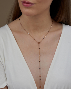 Collier fantaisie en or, diamants et perles noires en or 18 carats certifié IGI cultivé en laboratoire, meilleur cadeau d'anniversaire pour femme - DS0301 - Product Image 1