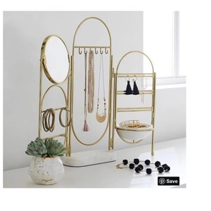 Soporte de joyería estilo espejo con ganchos para pendientes, collares, anillos, organizador elegante para decoración de Tocador de la India - Product Image 3