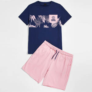 Ensemble de t-shirt et short de course pour hommes sur mesure, couleur contrastée, respirant, en gros - Product Image 1