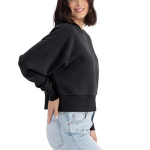 เสื้อสเวตเตอร์สตรีใส่สบายพร้อมป้ายปักลายโลโก้ตามสั่งสำหรับใส่ออกกำลังกายสตรีทแวร์และเลานจ์ - Product Image 4