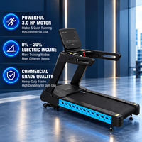 Tapis de course commercial BN ergonomique avec main courante, cadre latéral bleu, haut de gamme, pour studio de fitness et salle de sport à domicile