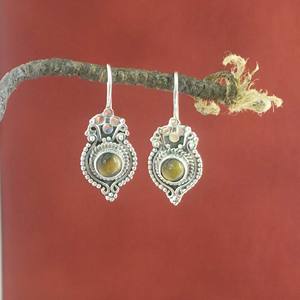 Boucles d'oreilles en argent sterling 925 faites à la main oeil de tigre jaune pierre précieuse diamant conception d'éternité ethnique pour les mariages cadeaux en gros - Product Image 4